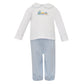 Boy's Train Collared Top & Light Blue Pant Set