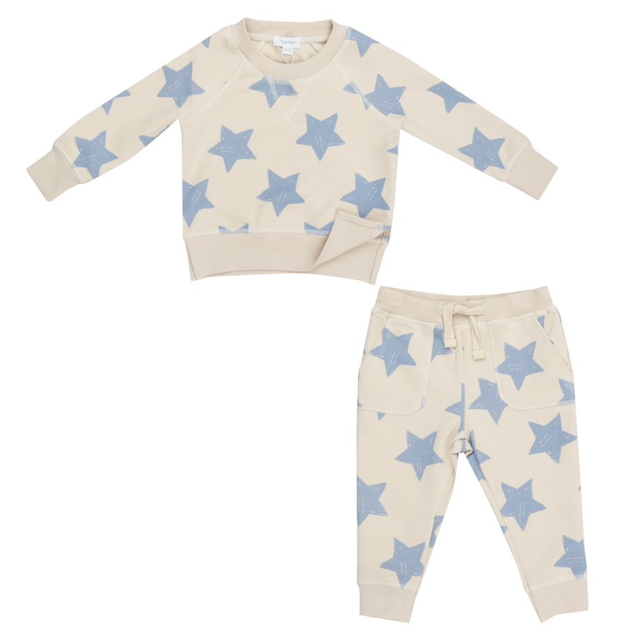 Raglan Sweatshirt Set, French Sketchy Stars Blue