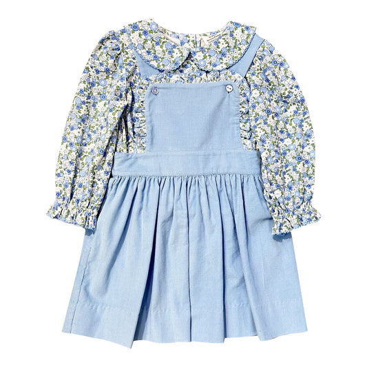 Blue Flower Jumper Dress Set