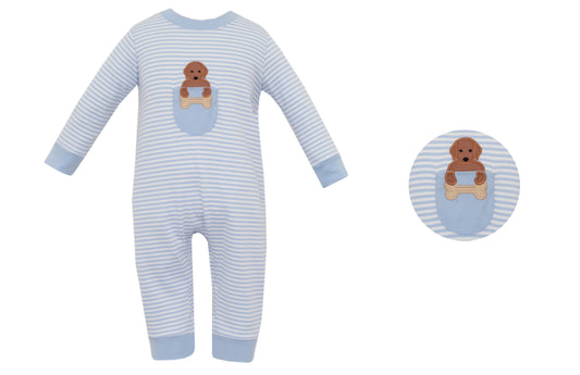 Labs Blue Stripe Knit Stripe Romper