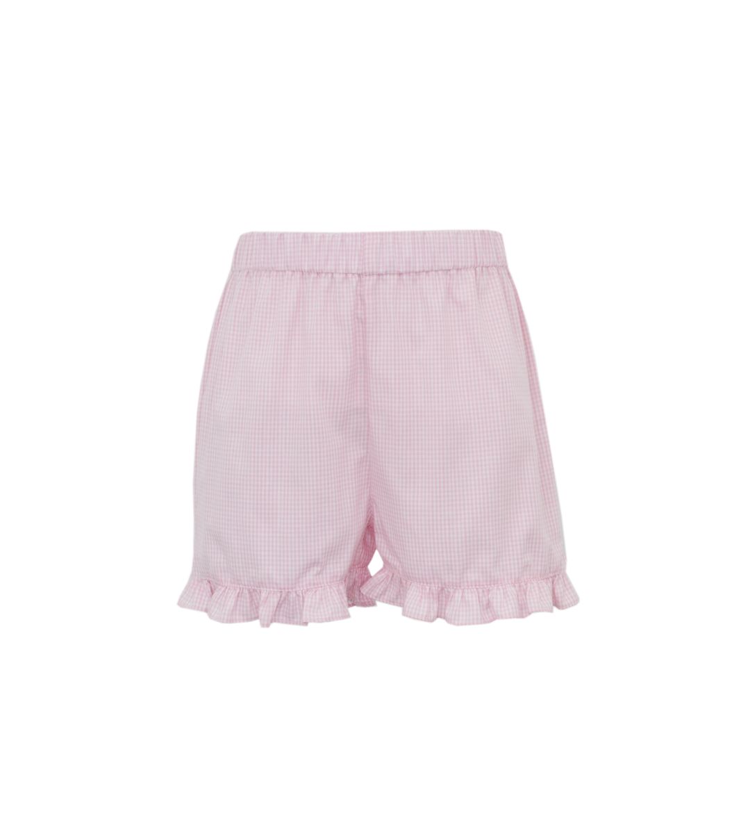 Girl's Pink Gingham Ruffle Shorts