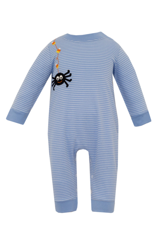 Spider Blue Knit Stripe Boys Romper