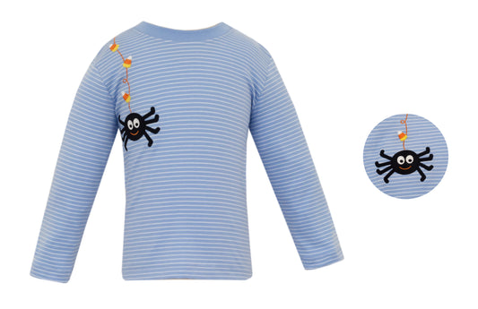 Spider Blue Knit Stripe Boys T-Shirt