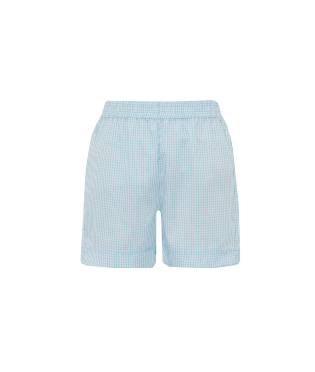 Boys Aqua Blue Gingham Shorts