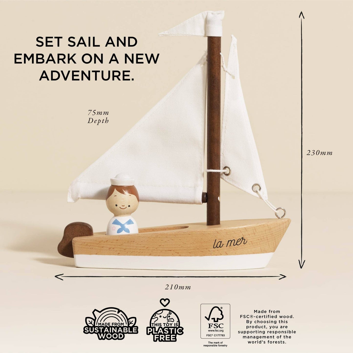 Wooden Sailing Boat & Captain