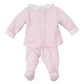 Pink Long Sleeve Smocked Footed Pant Set