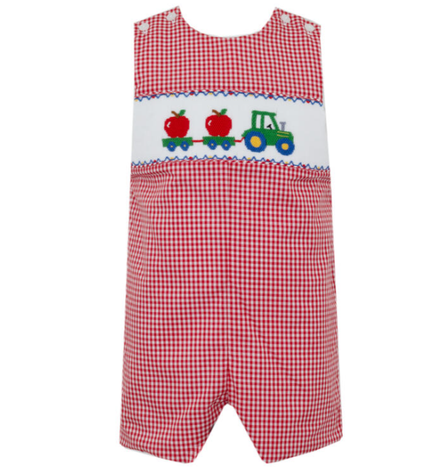 Boy's Apple Red Gingham Short John John