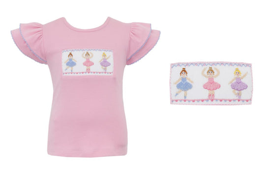 Ballerina Smocked Pink Knit T-Shirt