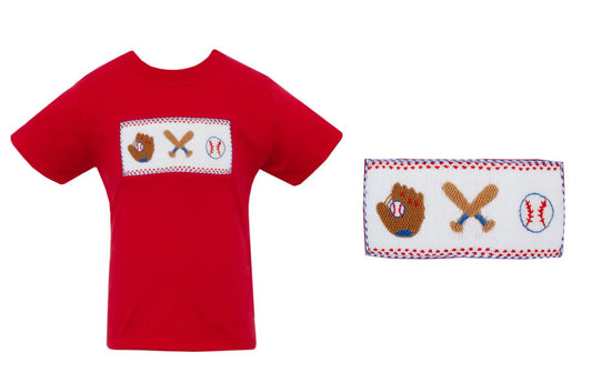 Baseball Smocked Red T-Shirt