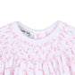 Baby Bows Pink Bishop Smocked Printed Long Sleeve Bubble