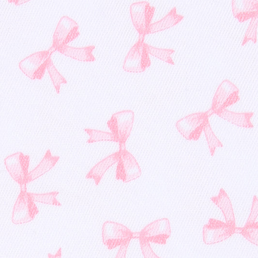 Baby Bows Pink Printed Zipper Footie