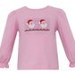 Girl's Santa Face Smocked Pink Long Sleeve T-Shirt