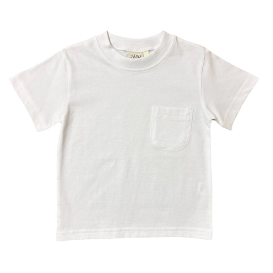 Boy's Short Sleeve White T-Shirt with Pocket
