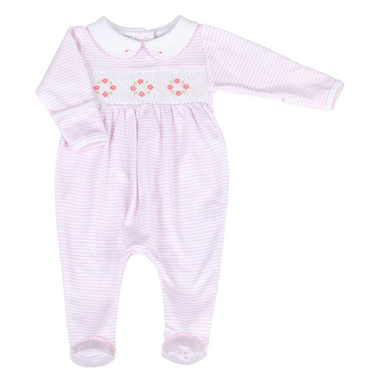 Lilly & Logan Pink Stripe Smocked Collared Footie