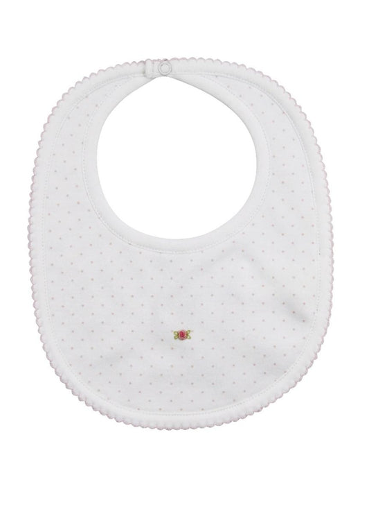 Girl Peggy Rosette Pink Dot Bib