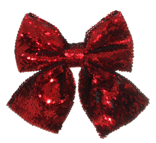 Red Sequin 8" Bow with Clip