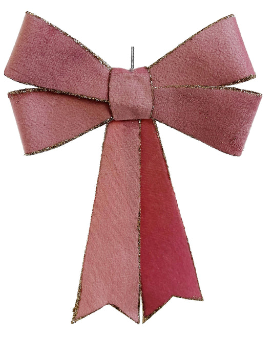 Pink Velvet 7" Bow with Champagne Glitter