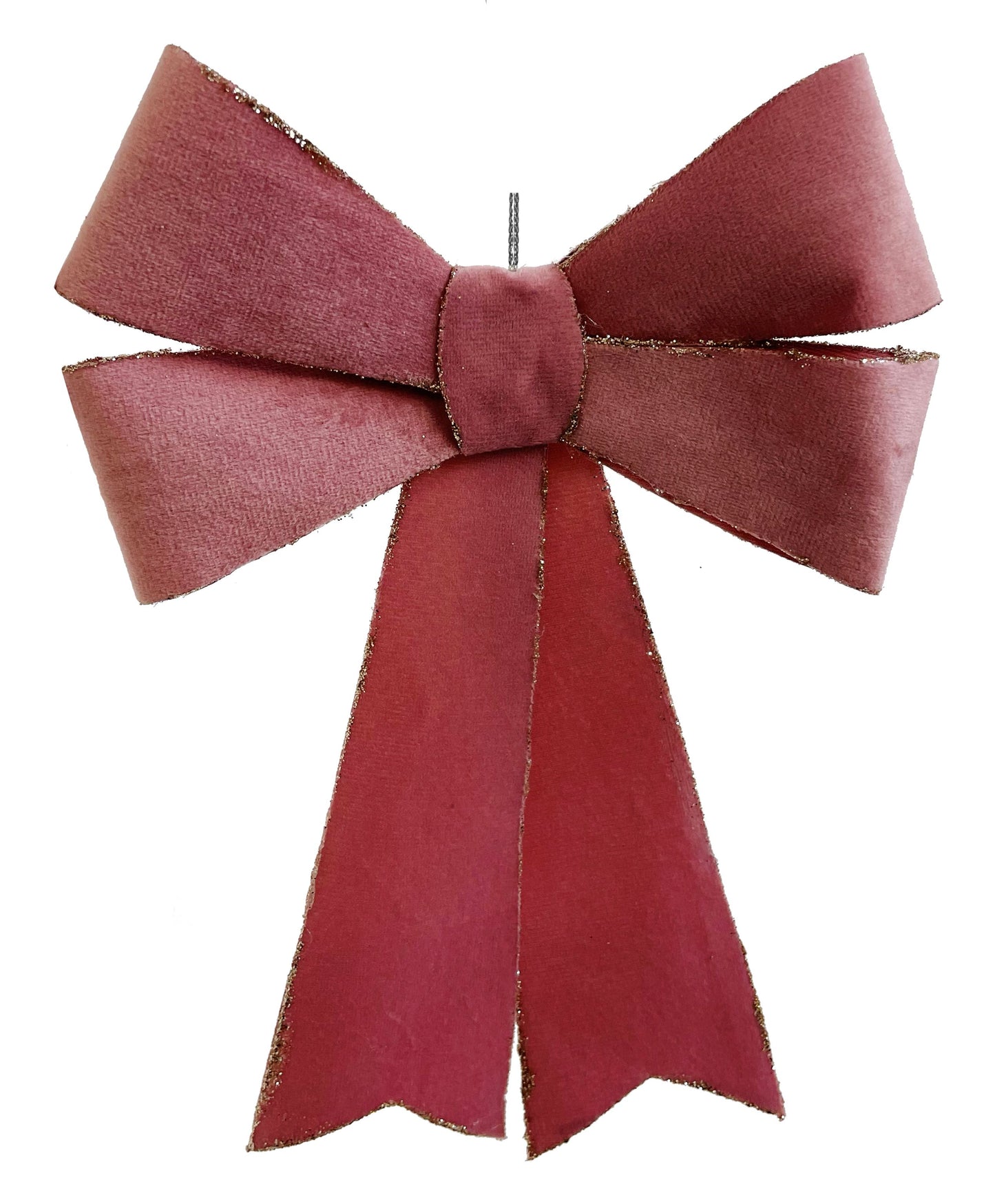 Pink Velvet 9.5" Bow with Champagne Glitter