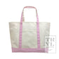 Maxi Tote, Coated Canvas Large Natural With Gingham Pink