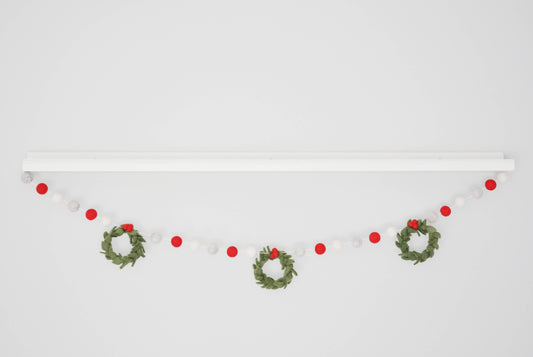 Felt Wreath Garland, Red, Oatmeal, and Ivory