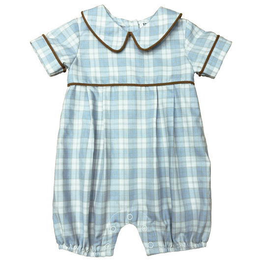 Blue & Brown Plaid Romper