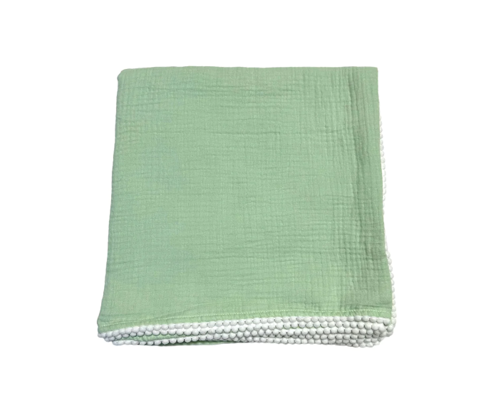 Muslin Swaddle, Sage with White