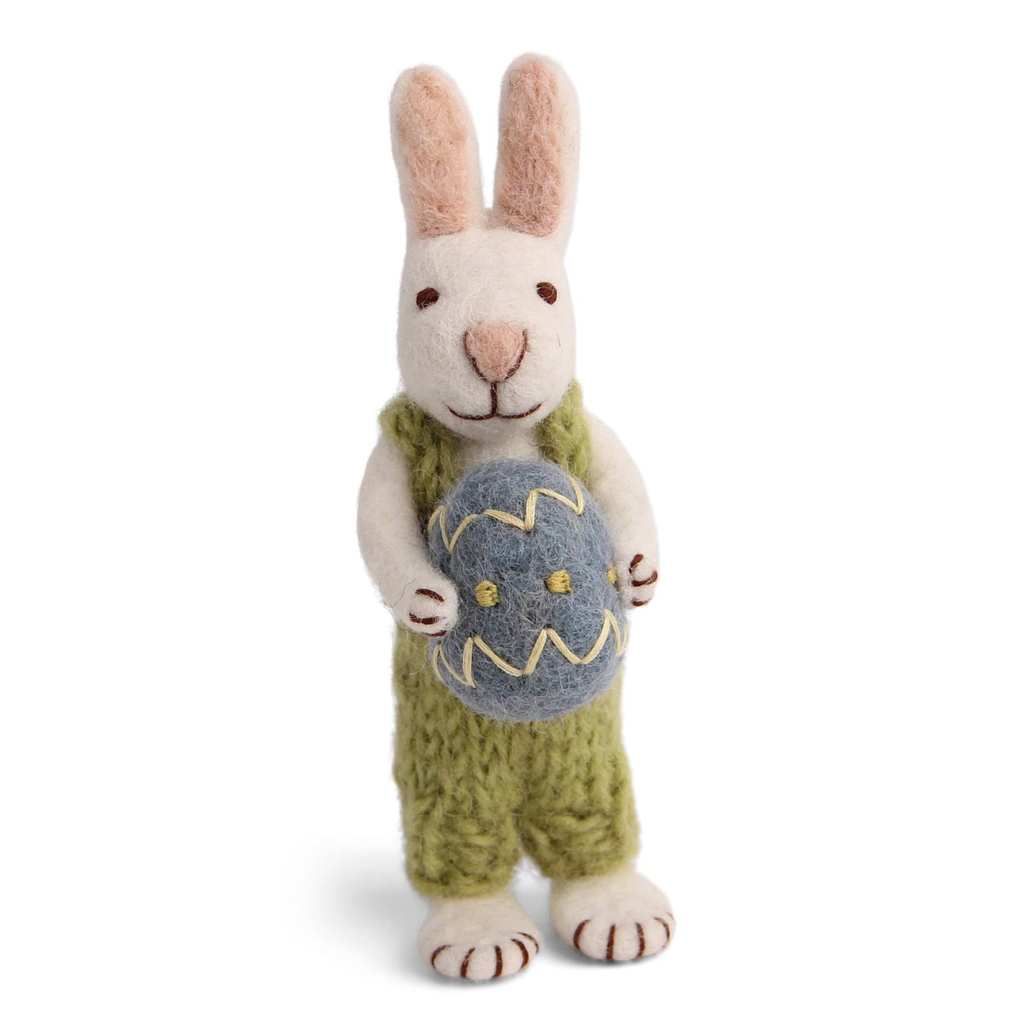 White Bunny with Pants and Blue Egg