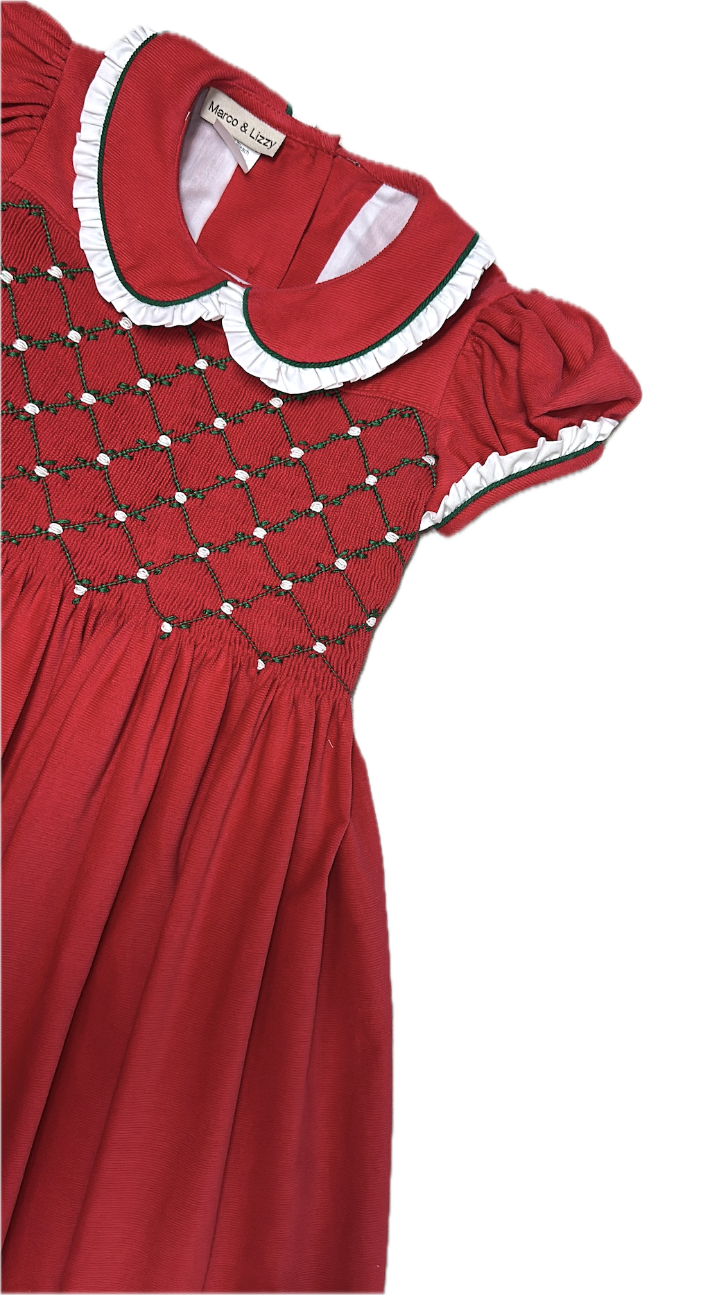 Red Corduroy Smocked Christmas Dress