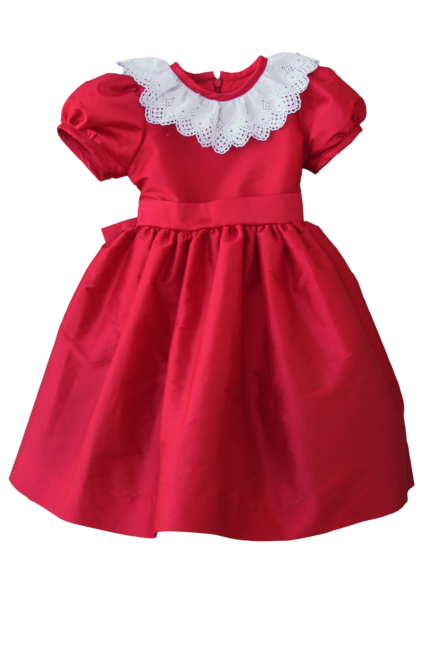 Red Taffeta Lace Collar Dress