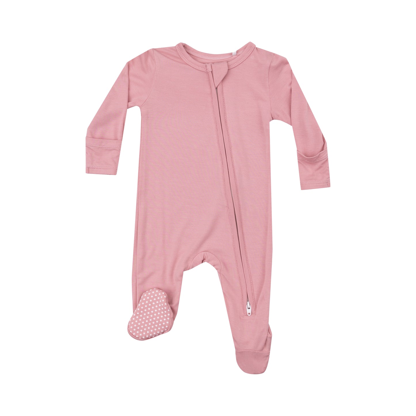 2 Way Zipper Bamboo Footie, Bridal Rose Pink