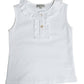 Girl's White Ruffle Neck Sleeveless Top