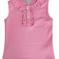 Girl's Fuchsia Ruffle Neck Sleeveless Top