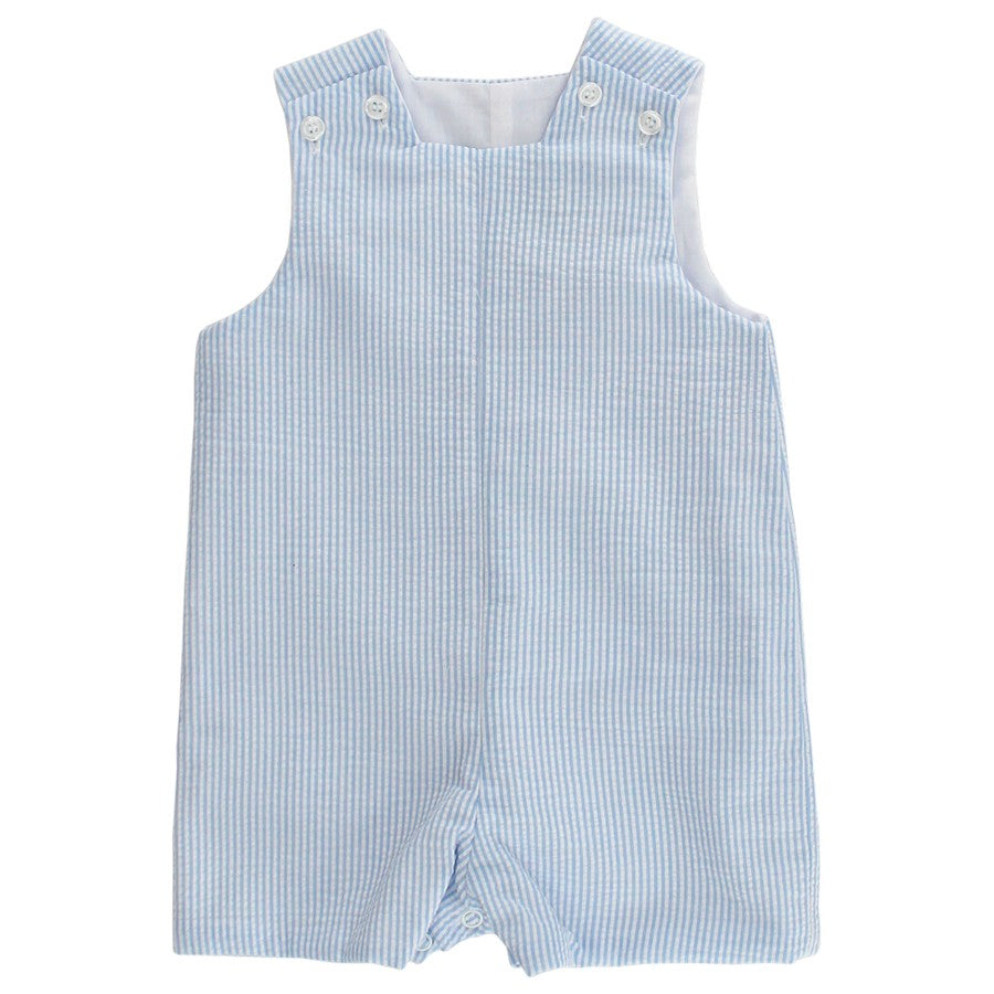 Light Blue Seersucker Stripe Short John John