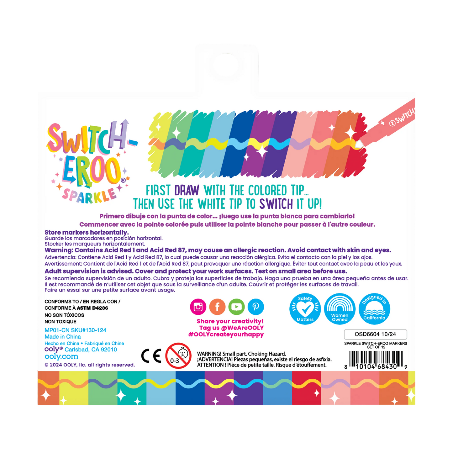 Switch-Eroo Sparkle Glittery Color Changing Markers, Set of 12