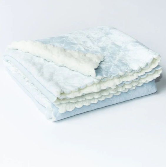 Quilted Plush Baby Blanket, Blue