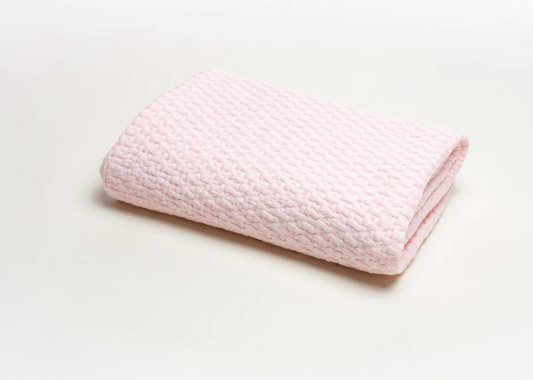 Stonewashed Basket Weave Blanket with Binding, Pink