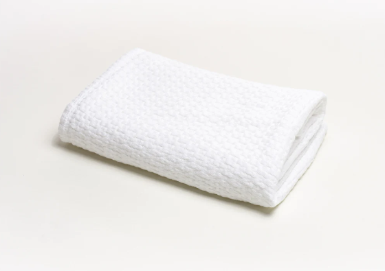 Stonewashed Basket Weave Blanket with Binding, White