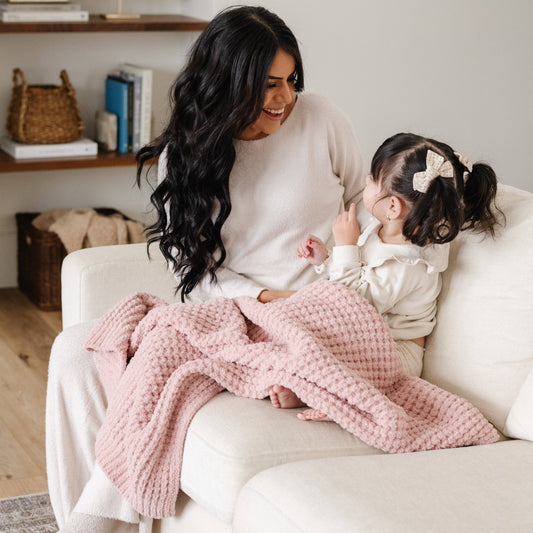 Waffle Knit Receiving Blanket, Rosette