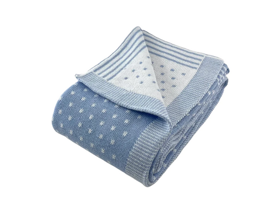 Cotton Dot Blanket, Blue