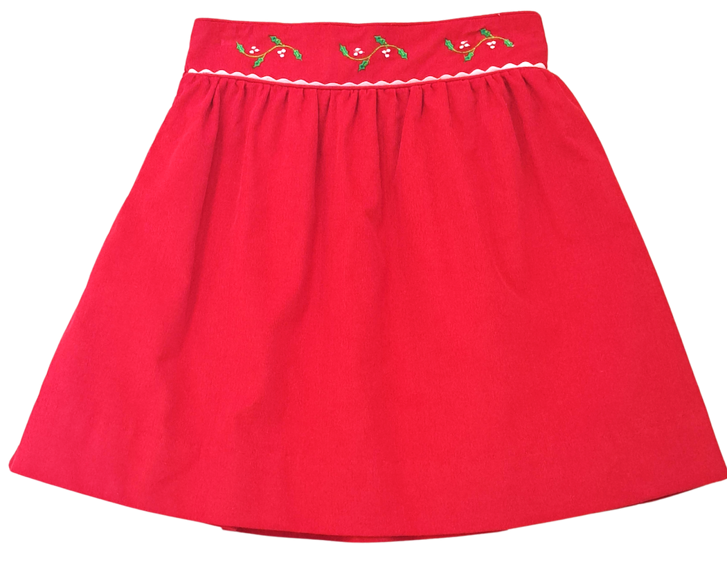 Corduroy Red Christmas Skirt