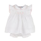 Sweet April Smock Dress Set, White w/ Pink