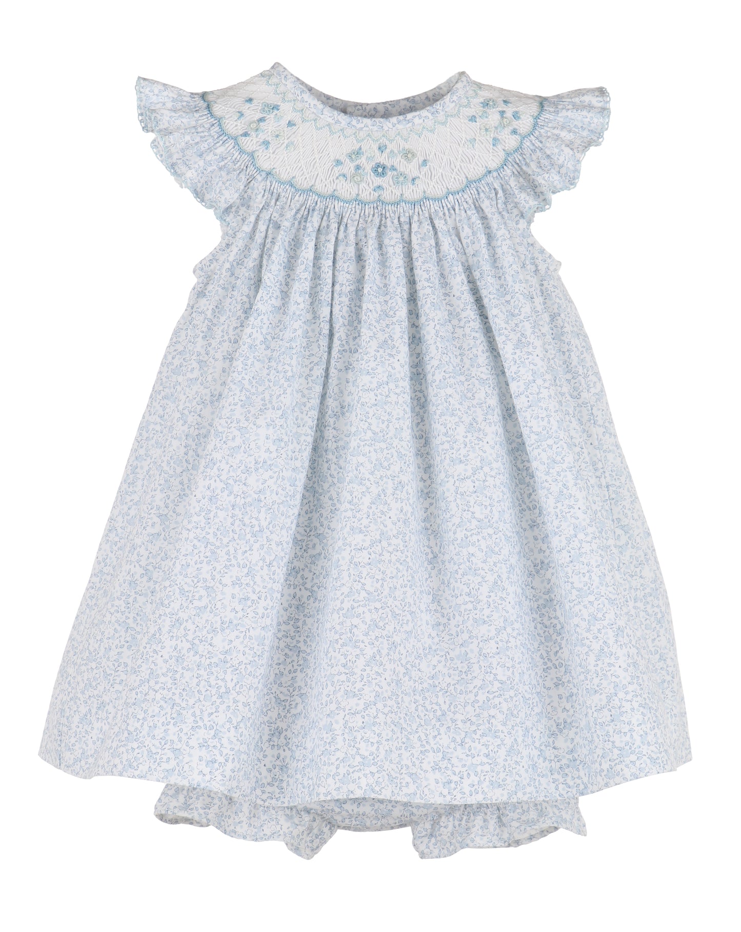 Blue Breeze Floral Bishop Smocked Dress