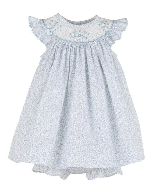 Blue Breeze Floral Bishop Smocked Dress