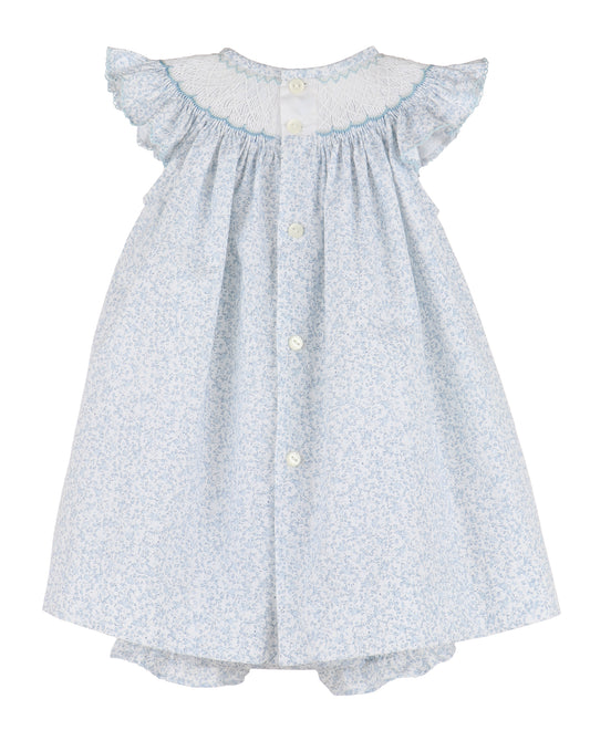 Blue Breeze Floral Bishop Smocked Dress