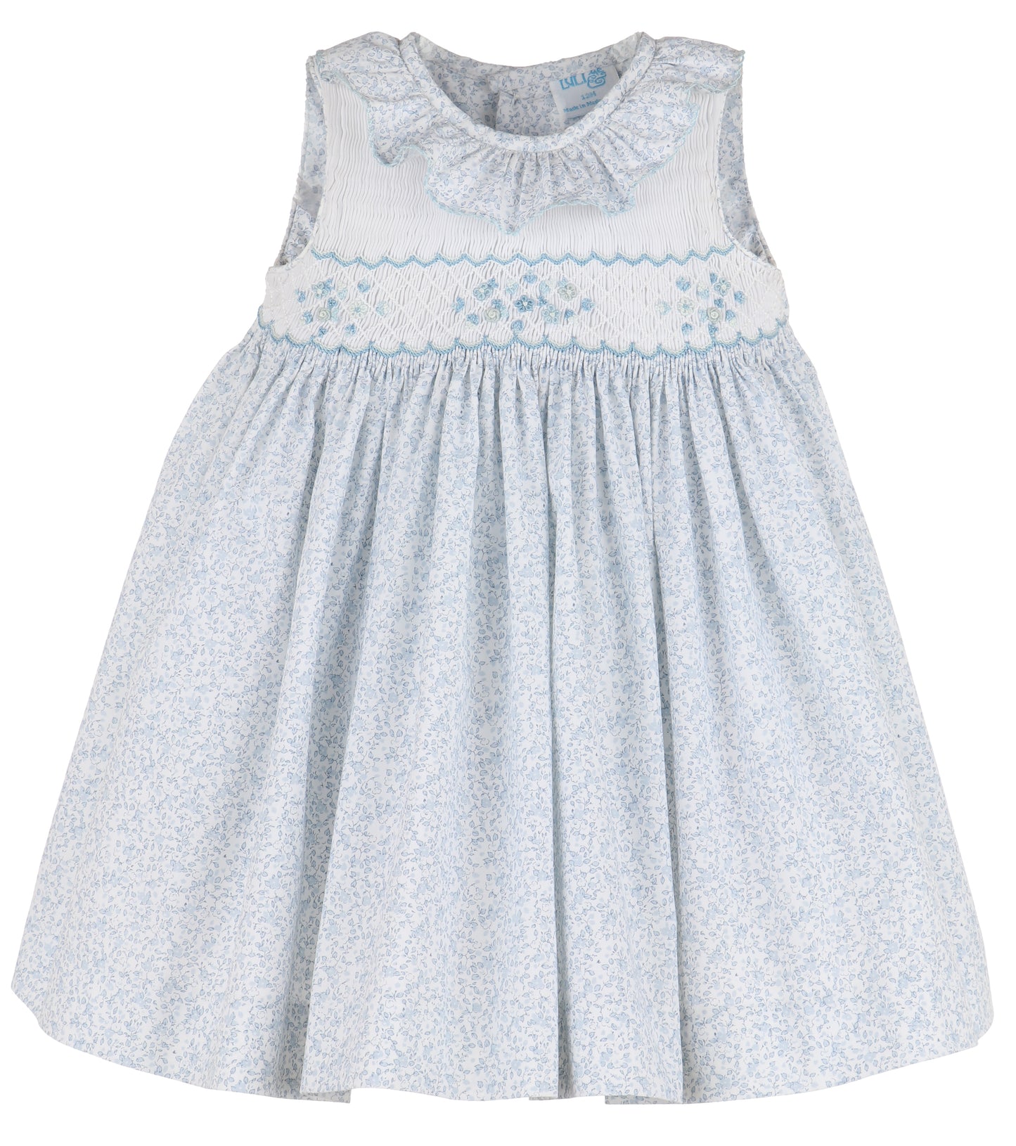 Blue Breeze Floral Smocked Ruffle Collar Dress