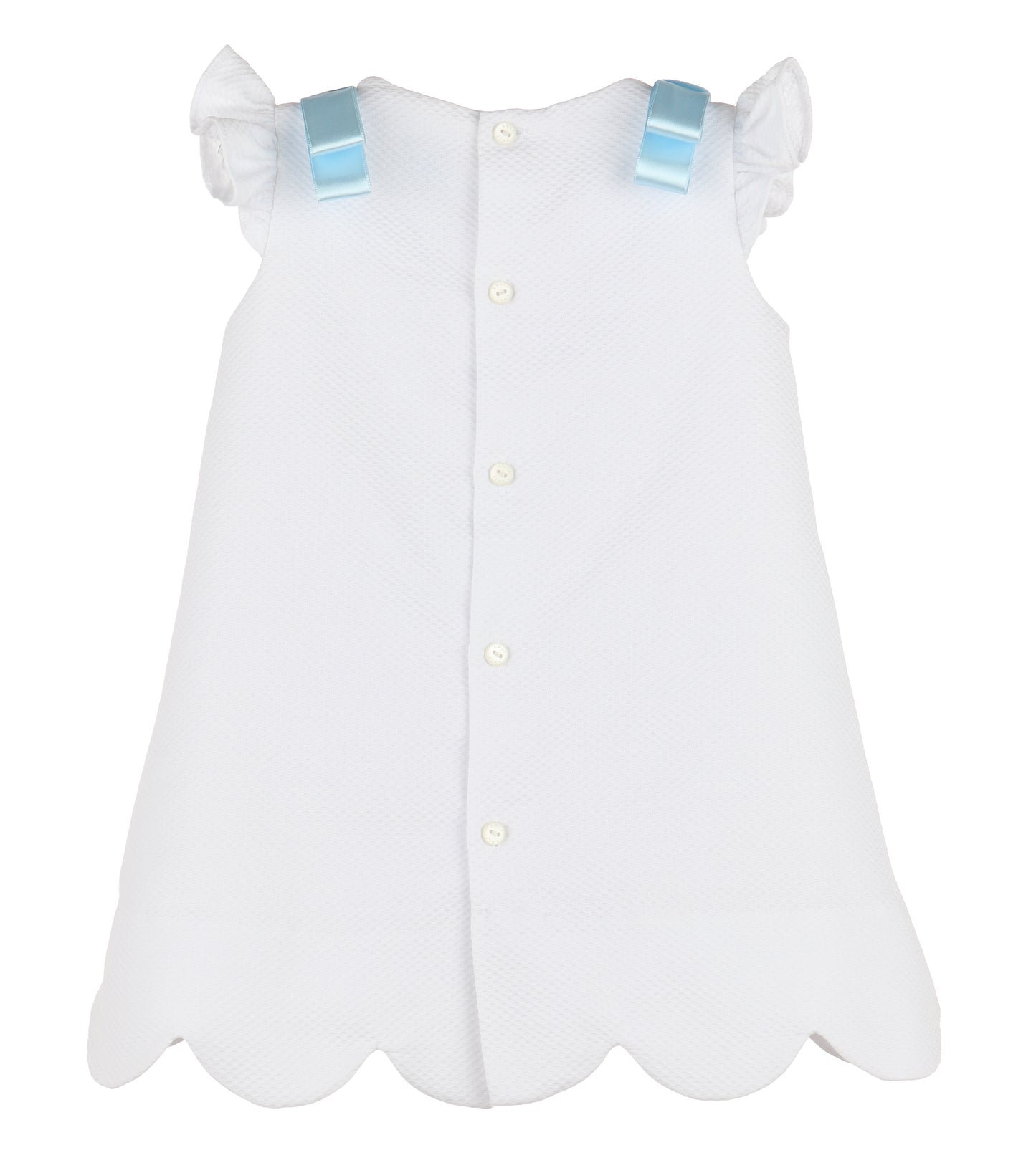 Timeless Treasures A-line Dress, White w/ Blue Satin Bows