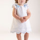 Timeless Treasures A-line Dress, White w/ Blue Satin Bows