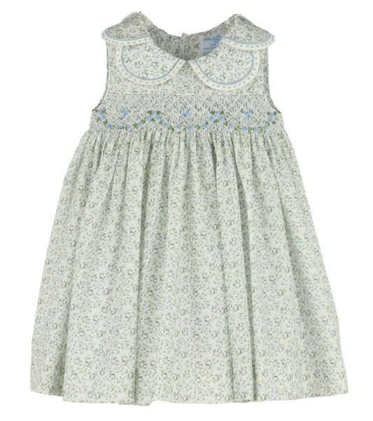 Tea Roses Blue Floral Print Petal Dress