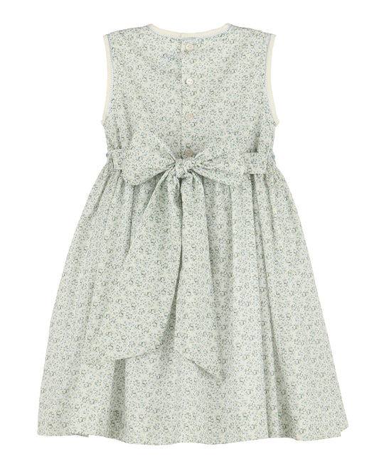 Tea Roses Blue Floral Print Smock Dress