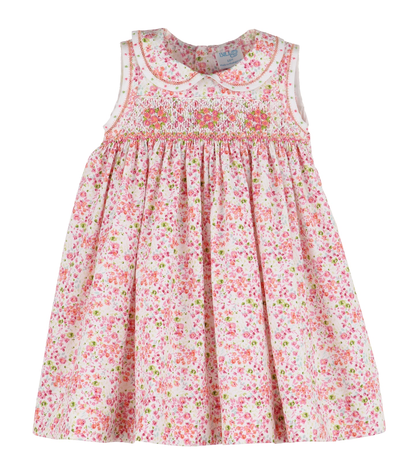 Berry Bouquet Fuchsia Floral Smock Collared Dress